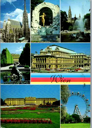 12697 - Wien - Stephansdom , Schönbrunn , Riesenrad , Staatsoper , Mehrbildkarte - gelaufen 1994