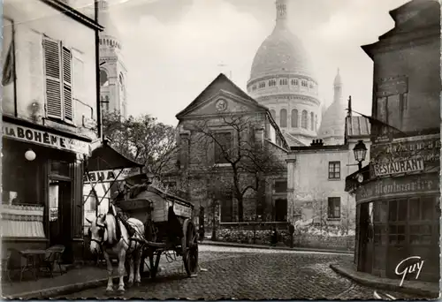 12702 - Frankreich - Paris et ses Merveilles , Le vieux Montmartre , Eglise Saint Pierre et Sacre Coeur , Pferdewagen - nicht gelaufen