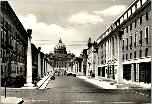 12722 - Italien - Roma , Rom , Via della Conciliazione e S. Pietro - gelaufen 1959