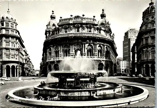 12726 - Italien - Genova , Genua , Piazza de Ferrari , Springbrunnen , Brunnen - gelaufen 1967