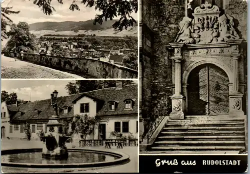 12728 - Deutschland - Rudolstadt , Heidecksburg , Portal der Stadtkirche , Brunnen , Mehrbildkarte - gelaufen