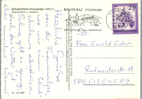 12755 - Steiermark - Murau , Frauenalpe , Schulschiheim - gelaufen 1979