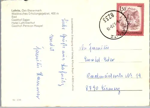 12756 - Steiermark - Lafnitz , Bad , Gasthof Egger , Hotel Lafnitzerhof , Pension Haspel  - gelaufen 1973