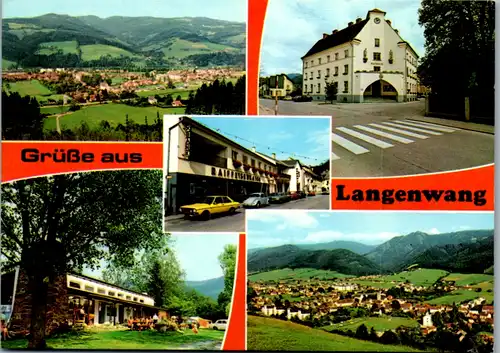 12763 - Steiermark - Langenwang , Auto , Audi , Käfer , Rathaus , Mehrbildkarte - gelaufen
