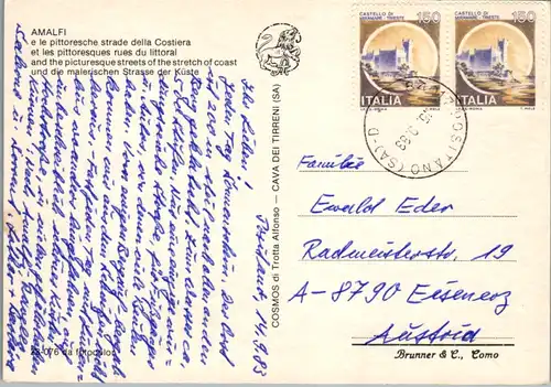 12782 - Italien - Amalfi e le pittoresche strade della Costiera , Amalfitana , Amalfiküste - gelaufen 1983