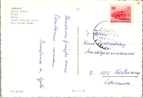12826 - Ungarn - Tihany , Komp kiköto , Fähre - gelaufen 1966