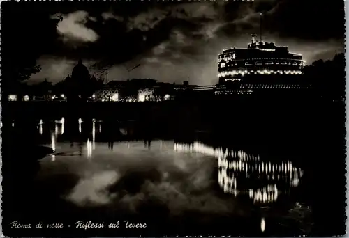 12828 - Italien - Rom , Roma di Notte , Riflessi sul Tevere - gelaufen 1954