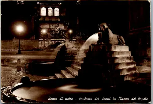 12829 - Italien - Rom , Roma di Notte , Fontana die Leoni in Piazza del Popolo , Military Censorship , Stempel - gelaufen 1947