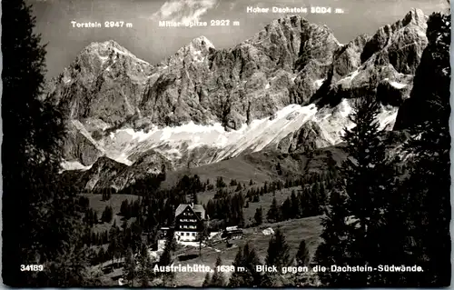 12841 - Steiermark - Ramsau , Austriahütte , Torstein , Hoher Dachstein , Mitter Spitze , Südwände - nicht gelaufen 1955