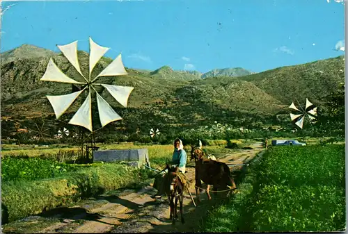 12905 - Griechenland - Kreta , Crete , Lasithi , Plateau of Lassithi , Windräder - gelaufen 1982
