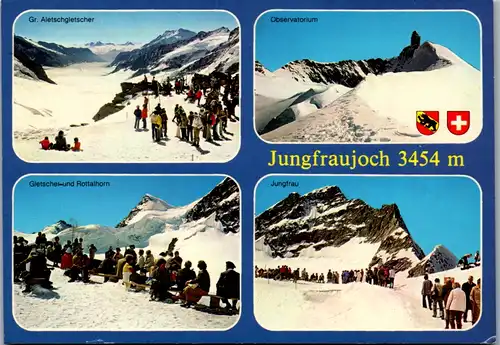 12929 - Schweiz - Jungfraujoch , Aletschgletscher , Rottalhorn , Observatorium , Jungfrau - gelaufen 1985