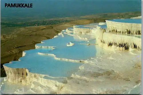 12936 - Türkei - Pamukkale , A view of Pamukkale - gelaufen