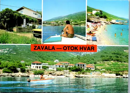 12943 - Kroatien - Zavala , Otok Hvar , Mehrbildkarte - gelaufen 1985