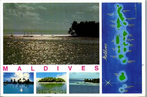 12955 - Malediven - Maldives , Heaven on Earth , Mehrbildkarte - gelaufen