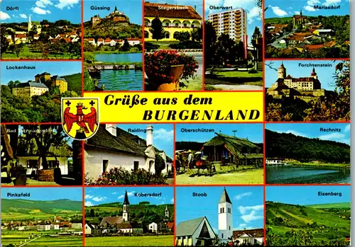 12960 - Burgenland - Pinkafeld , Lockenhaus , Güssing , Stegersbach , Kobershof , Eisenberg , Mehrbildkarte - gelaufen 1984