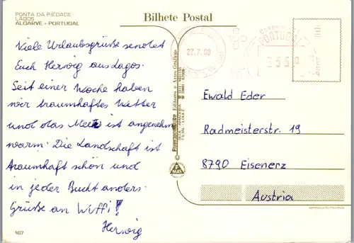 12976 - Portugal - Algarve , Lagos , Ponta da Piedade , Strand , Bucht - gelaufen 2008