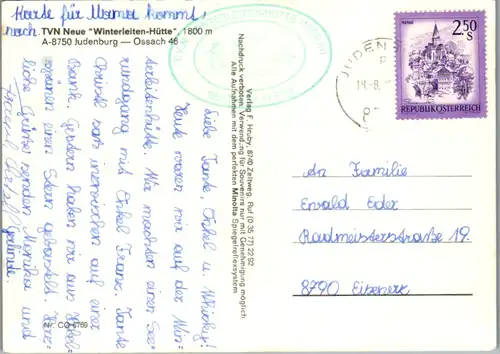 13008 - Steiermark - Judenburg , TVN , Neue Winterleiten Hütte , Mehrbildkarte - gelaufen 1990