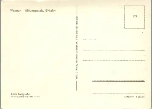 13032 - Deutschland - Weimar , Wittumspalais , Einfahrt - nicht gelaufen