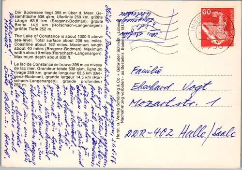 13045 - Österreich - Der Bodensee , Landkarte - gelaufen 1986
