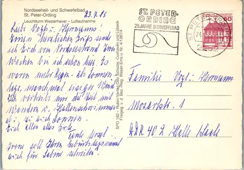13062 - Deutschland - St. Peter Ording , Nordsee Heil und Schwefelbad , Leuchtturm Westerhever - gelaufen 1985