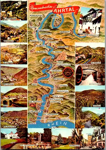 13074 - Deutschland - Landkarte Ahrtal - gelaufen 1981