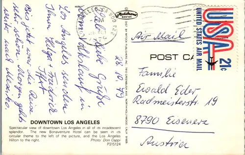 13078 - USA - Kalifornien , Los angeles , Downtown , Hilton Hotel - gelaufen 1979