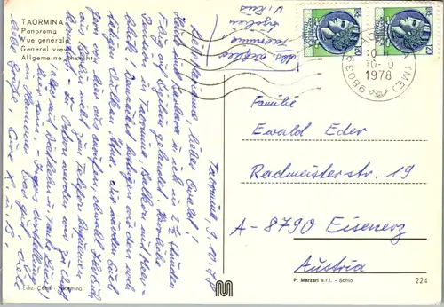 13085 - Italien - Taormina , Panorama - gelaufen 1978