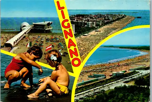 13086 - Italien - Lignano , La nuova terrazza a mare , La spiaggia , Panorama - gelaufen 1979