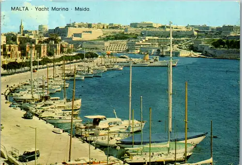 13088 - Malta - Yacht Marina , Msida , Hafen , Schiff , Boot - gelaufen 1979
