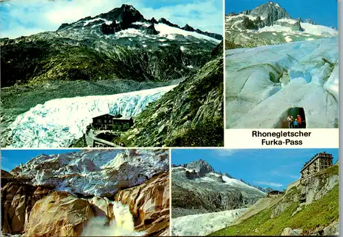 13090 - Schweiz - Rhonegletscher , Furkapass , Eisgrotte und Quelle der Rhone , Furka , Gletscher - gelaufen 1979