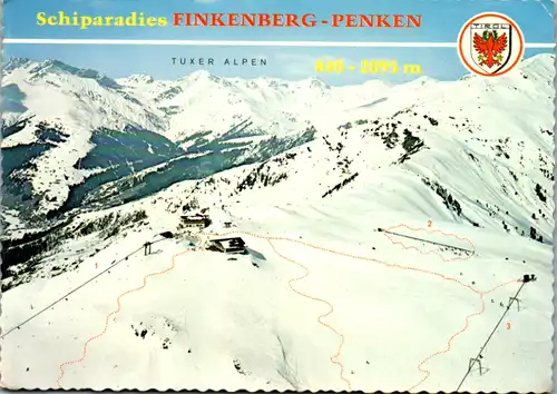 13108 - Tirol - Finkenberg Penken , Schiparadies , Tuxer Alpen , Penkenjoch Hütte , Fam. Wechselberger - gelaufen 1979