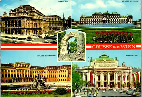 13113 - Wien - Staatsoper , Schloss Belvedere , Burgtheater , Schönbrunn , Mehrbildkarte - gelaufen