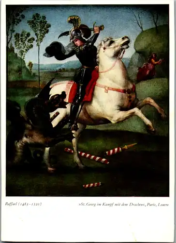 13150 - Künstlerkarte - St. Georg im Kampf mit dem Drachen , Raffael Santi - nicht gelaufen