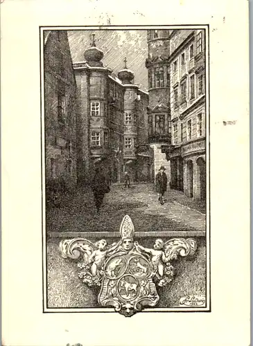 13227 - Künstlerkarte - Oberösterreich , Linz an der Donau , Kremsmünsterer Weinstube , signiert Ludwig - gelaufen 1938