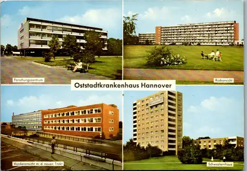 13274 - Deutschland - Hannover , Oststadtkrankenhaus , Forschungszentrum , Vorderansicht mit neuen Trakt , Schwesternhaus - gelaufen 1969