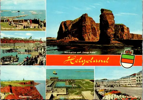 13304 - Deutschland - Helgoland , Landungsbrücke , Klippenweg , Schwimmbad , Nordspitze und Lange Anna - gelaufen 1973