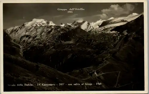 13314 - Italien - Strada dello Stelvio , IV Cantoniera con Salita al Giogo , Gruppo dell' Ortellio , Panorama - gelaufen