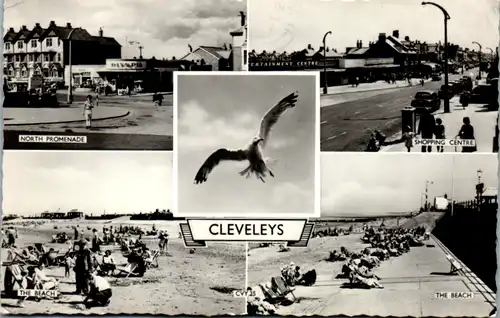 13332 - England - Cleveleys , North Promenade , Shopping centre , The Beach , Mehrbildkarte - gelaufen 1967