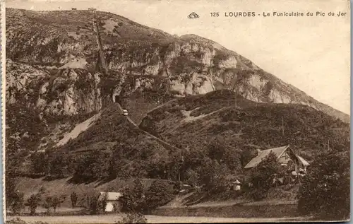 13384 - Frankreich - Lourdes , Le Funiculaire du Pic du Jer - gelaufen