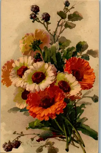 13661 - Künstlerkarte - Blumen , C. Klein - nicht gelaufen