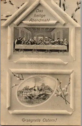 13670 -  - Das heilige Abendmahl , Gesegnete Ostern - gelaufen