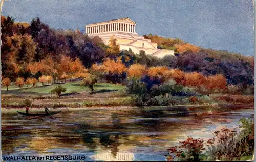 13679 - Künstlerkarte - Deutschland , Walhalla bei Regensburg , Charles F. Flower - nicht gelaufen