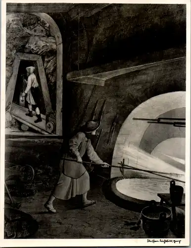 13703 - Künstlerkarte - Hochofenarbeiter u. Bergmann , Matthäus Loder , Matthias