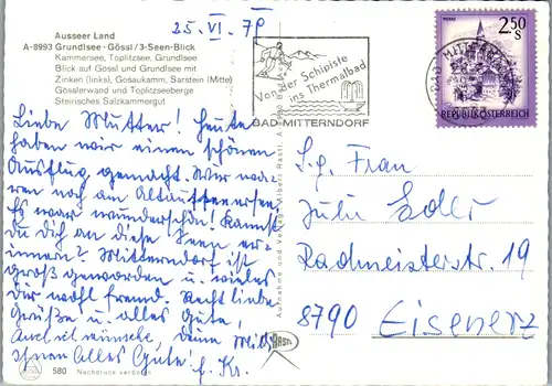 13750 - Steiermark - Grundlsee Gössl , Kammersee , Toplitzsee , Gosaukamm , Sarstein , Gösslerwand , Toplitzseeberg - gelaufen 1979