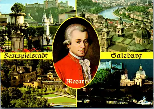 13759 - Salzburg - Mehrbildkarte , Mozart - gelaufen 1974