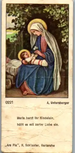 13801 - Heiligenbild - Maria herzt ihr Kindlein, hüllt es mit zarter Liebe ein. A. Untersberger , Maiandacht 1936