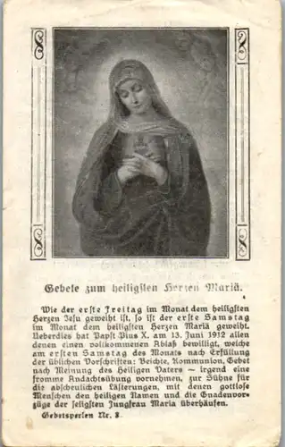 13889 - Heiligenbild - Gebet zum heiligen Herzen Mariä , Maria