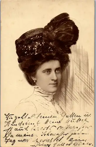 13972 -  - Portrait , Abbildung einer Frau mit Kopfbedeckung - gelaufen 1910