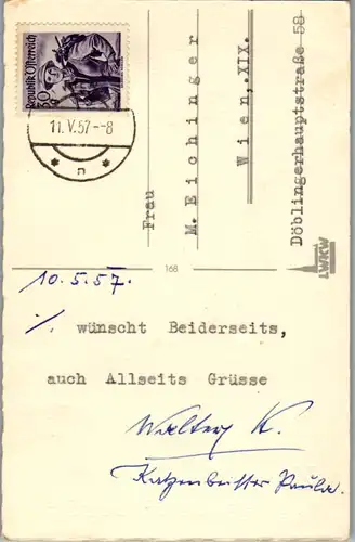 13974 - Künstlerkarte - Zum Muttertag alles Liebe - gelaufen 1957