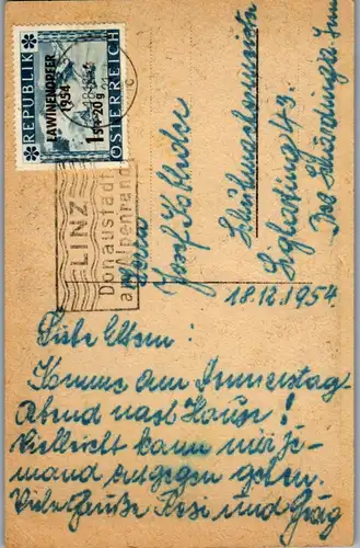 14005 -  - Glückliches Neujahr , Marke Überdruck Lawinenopfer 1954 1S + 20g - gelaufen 1954